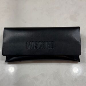 Moschino Black Leather Envelope Eyeglass Case, with Magnetic Closure NWOT